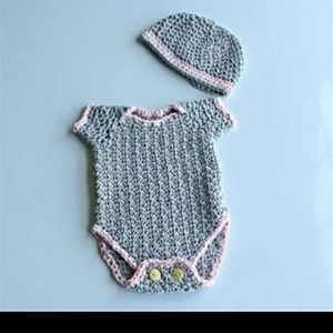 Crocheted Baby onesie with 1 Iron On saying or picture of your choice